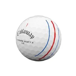 Callaway Chrome Soft X LS Triple Track Golf Balls | White -Accessories Shop CSX LS Golf Ball 2021 Triple Track White Quarter View scaled